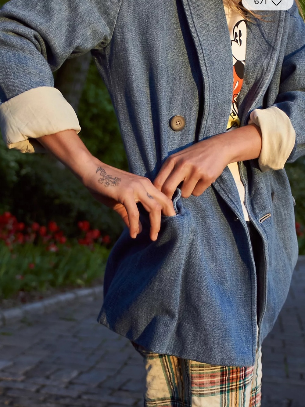 Free People Adriana Denim Double-Breasted Blazer - Picture 9 of 14